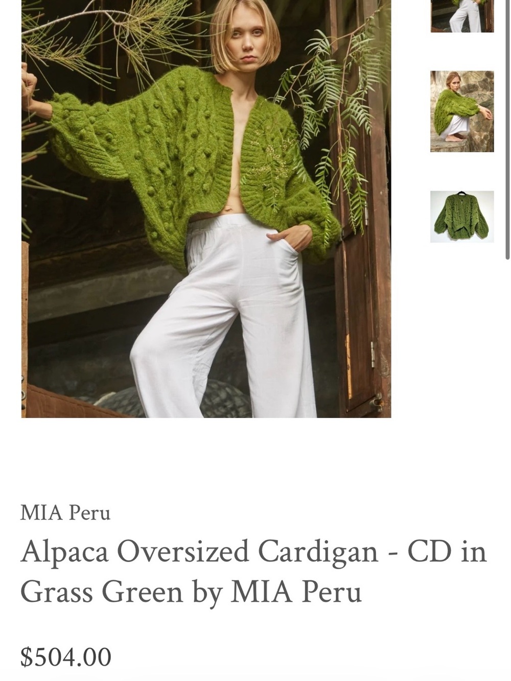 Mia Peru alpaca wool cardigan